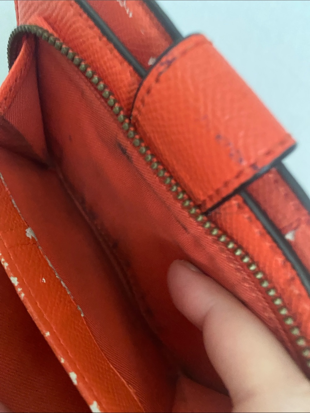 Coach Orange Leather Card Holder Wallet with Snap Tab - Picture 8 of 9